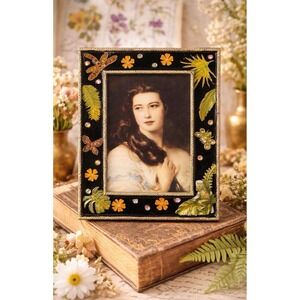 Collectives Enamel Picture Frame Botanical Frog Dragonfly Rhinestone 4x